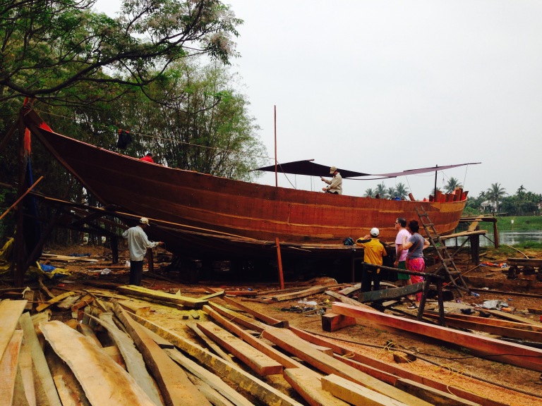 At a boat building yard outside Hoi An