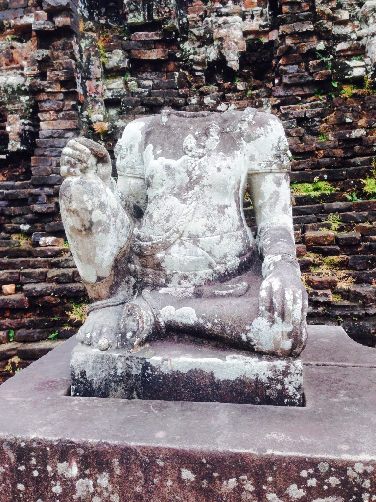 When the Champa people fled they couldn't carry their whole statues so took just the heads as these were the most sacred parts.